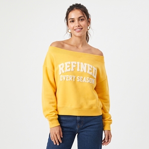 <b>Off</b> <b>Shoulder</b> <b>Sweatshirt</b> Ladies Fashion Loose Fit Pullover Crewneck Printed Sweat Shirt Women Oversized Streetwear <b>Sweatshirts</b> - Product Image 2