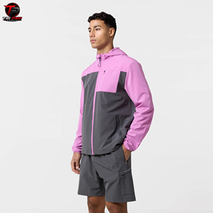 Conjunto Deportivo Color Block con Sudadera con Capucha, Chaqueta Ligera con Cierre y Pantalones Cortos para Correr, Ropa Deportiva Impermeable y Cortavientos - Product Image 3