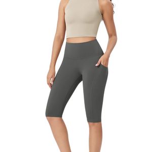 Wholesale Custom Women High Waist Stretch Yoga Training Shorts <b>With</b> <b>Pocket</b> Breathable Fitness Running Gym Activewear Biker Short - Product Image 3
