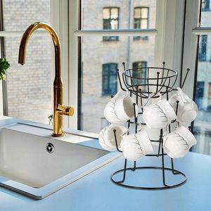 Petit porte-tasses en fer avec bras arrondis, surface polie, élégant présentoir d'organisation pour boissons - Product Image 5