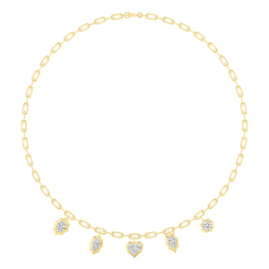 4.57 CTW Lab Diamond Charm <b>Necklace</b> Multi Shape <b>Necklace</b> Georgian Cut Down Setting Vintage Style <b>Necklace</b> Gold <b>Statement</b> Jewelry - Product Image 3