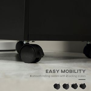 Mobiletto Portadocumenti Nero a 3 Cassetti, Resistente Supporto per Stampante con Ruote, Armadietto Verticale per Casa, Officina, Palestra - in Acciaio - Product Image 5