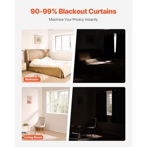 Set di 2 tende oscuranti 63 pollici di lunghezza 42 pollici di larghezza ciascuna per la camera da letto - Product Image 2