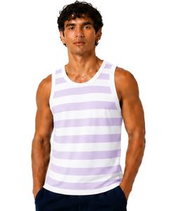 Lilac <b>White</b> Striped <b>Men</b> Cotton Tank Top Sleeveless <b>Vest</b> Casual Summer Gym Fitness Shirt Breathable Loose Fit Streetwear Top - Product Image 1