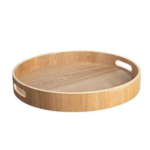 Plateau de service rond en bois poli, fait main, design classique, durable, plateau de mariage - Product Image 2