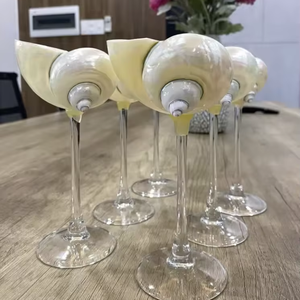 แก้วไวน์เปลือกหอยเวียดนาม งานฝีมือจากเปลือกหอยธรรมชาติ สำหรับดื่มไวน์ ค็อกเทล ตกแต่งโต๊ะบาร์ริมชายฝั่ง - Product Image 1