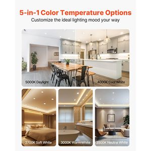 Lot de 10 spots LED encastrables de 4 pouces, 750 lm, 9 W, 120 V, 5 températures de couleur sélectionnables (2700 K/3000 K/3500 K/4000 K/5000 K), garantie 10 ans - Product Image 3