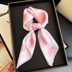 Grand foulard carré en soie à pois pour femme, hijab tendance, bandeaux pour cheveux, foulard de cou, châle en satin de 70 cm, ruban, bandeau, bandana - Product Image 4