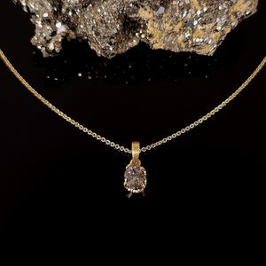 Collar de Cristal Gris Natural Sin Pulir con Colgante de Moissanita, Plata de Ley 925, Chapado en Oro de 14K, para Mujer - Product Image 5