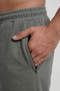 Shorts Bermuda en coton gris uni pour homme avec cordon de serrage à la taille, style décontracté - Product Image 6