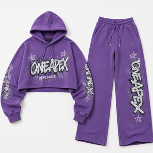 Conjunto Deportivo Unisex ONE APEX Borgoña, Sudadera con Capucha Extra Grande de Felpa, Pantalones Anchos de Algodón Grueso, Ropa Deportiva Premium de Alta Gama - Product Image 3