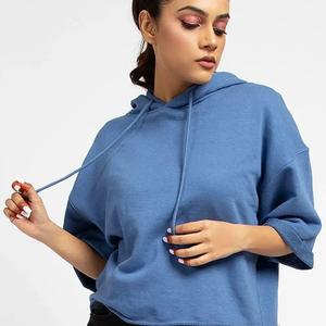 Women's Oversized Cropped Hoodie Casual Long Sleeve Pullover Hooded Sweatshirt Streetwear Loose Fit <b>Crop</b> <b>Top</b> - Product Image 4