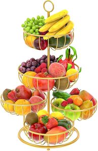 Metal Fruit <b>Basket</b> for Kitchen Counter | Large Capacity Wire Fruit & <b>Vegetable</b> Storage <b>Stand</b> | Detachable Countertop Organizer - Product Image 3