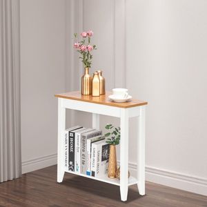 Tavolino da Salotto Semplice e Irregolare in Colore Noce Chiaro e Bianco 20,3 X 40 X 60 X 61cm per Arredamento Soggiorno - Product Image 3