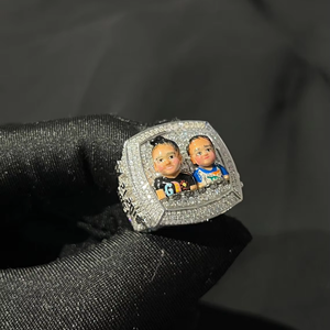 Custom Photo Ring Iced Out Moissanite Diamond Style Hip Hop Bling Silver <b>Memory</b> Portrait Picture Ring Personalized <b>Gift</b> - Product Image 1