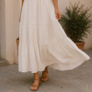 Off The Shoulder Maxi <b>Dress</b> With Puff Sleeves Elastic Waist <b>Boho</b> Style Rayon A-Line Loose Fit <b>Summer</b> Casual <b>Dress</b> - Product Image 6