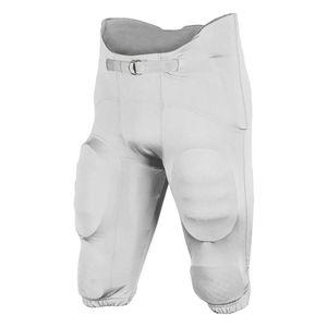 Pantalon de football américain blanc avec empiècements latéraux en maille respirante et rembourrage intégré résistant aux chocs pour les équipes jeunes et universitaires - Product Image 1