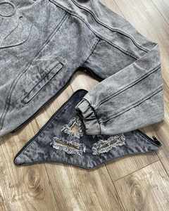 Sweat-shirt à capuche pour homme Salati Clothing Manufacturer Y2K, style balaclava ninja, avec impression 3D en relief, effet vieilli, délavé à la pierre et à l'acide. - Product Image 2