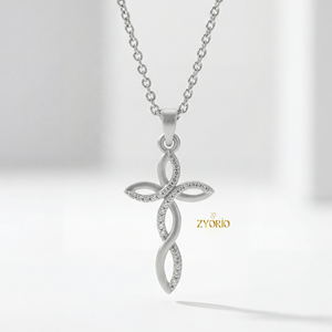Collier élégant avec pendentif en forme de croix en diamant, bijoux en argent sterling 925, cadeau élégant pour femme, fiançailles, mariage, anniversaire - Product Image 5