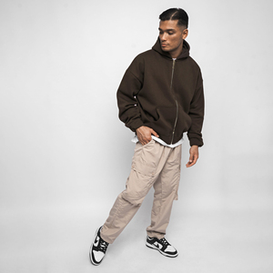 Sudadera con capucha extragrande para hombre, de algodón grueso, estilo urbano, con cremallera, fabricante de sudaderas con logotipo personalizado, venta al por mayor - Product Image 4