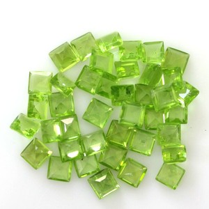 Natural Green Peridot 4MM <b>Square</b> Cut Loose Gemstone Calibrated Faceted Peridot Beads For Jewelry Making Wholesale Price Bulk - Product Image 5