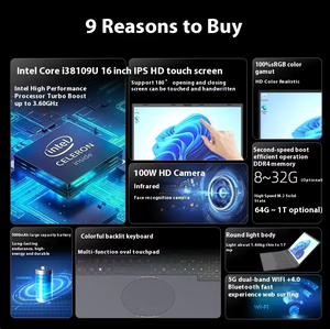 공장 가격 16 인치 인텔 프로세서 I3-8109U 32GB + 2TB SSD 노트북 Windows 11 Pro 비즈니스 용 백라이트 영어 키보드 - Product Image 6