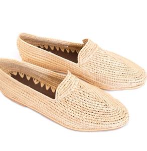 Mocassins en raphia naturel, Mocassins en raphia, Chaussures marocaines en raphia, Sandales en raphia, Sandales plates, Mocassins marocains - Product Image 1