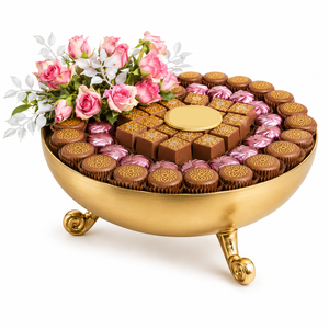 Golden Hammered Metal <b>Chocolate</b> Gift Bowl Centepiece Premium <b>Assorted</b> <b>Chocolate</b> Tree Bouquet Arrangement For Corporate Gifting - Product Image 5