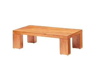 Table basse moderne en bois solide avec la finition naturelle de brun de jambes de bloc pour le salon - Product Image 3