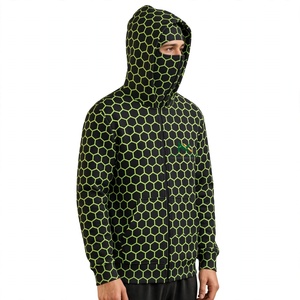 NEXTEX Unisex Honeycomb Zip Up Hoodie Black Neon Green Ninja <b>Face</b> <b>Mask</b> Hooded Jacket - Product Image 4