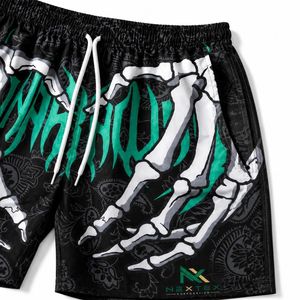Pantalones Cortos Deportivos de Verano para Hombre con Estampado de Mano de Esqueleto, de Secado Rápido, Transpirables, de Poliéster, Estilo Urbano Gótico - Product Image 4