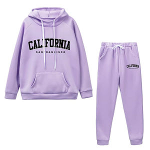 Conjunto de 2 Piezas para Mujer, Primavera-Otoño, Casual, Cuello Redondo, Manga Larga, Sudadera con Capucha, Pantalones Deportivos de Cintura Alta, Ropa Deportiva para Mujer - Product Image 3
