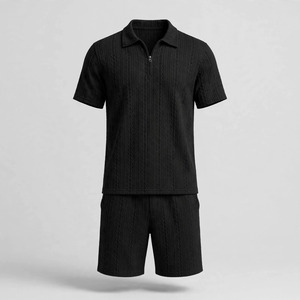 2026 Wholesale Summer Men's Casual Shorts <b>Set</b> Plain Color Solid 100% Cotton Jersey Quick Dry Knitted Customized Logo <b>Twin</b> <b>Set</b> - Product Image 2