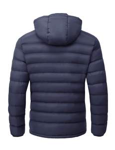 Veste en toile matelassée bleu marine pour homme, imperméable, coupe-vent, respirante, fermeture éclair, hiver, décontractée, coupe régulière, couleur unie - Product Image 2