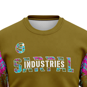Sweat-shirt à col rond pour homme, couleur olive, avec motif éclaboussures de moutarde sur les manches, logo personnalisé, pull graphique, pour entraînement d'équipe, vêtements d'hiver en gros, OEM - Product Image 4