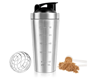Gobelet isotherme en acier inoxydable avec échelle de mesure, balle mélangeuse et couvercle, pour shakes protéinés, maintien thermique 12-24 heures - Product Image 2