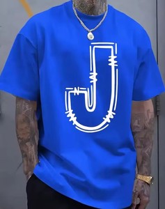 T-shirt décontracté pour homme 100 % coton à manches courtes et col rond, 250 grammes, grande taille, couleur unie, technique d'impression brodée - Product Image 3