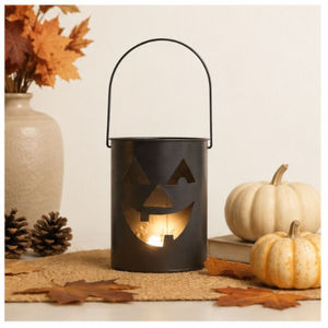 Bougie votive en métal pour Halloween avec motif Boo, couleur noire, pour la décoration de la maison à Halloween, porte-bougie votif - Product Image 3