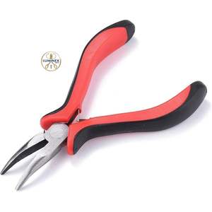 Pince à bec courbé de 5 pouces sans dents, rouge, pour bijoux, outils de fabrication de bijoux, 1 pièce - Product Image 1