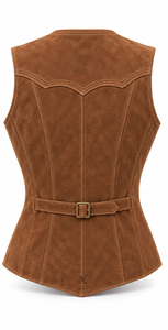 <b>Women's</b> Western Heritage Genuine Leather Motorbike <b>Vests</b> | Grey Black Burgundy Brown Beige | 220g | OEM ODM Manufacturer | - Product Image 2