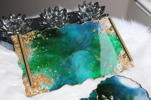 Handmade <b>Round</b> Resin Serving <b>Tray</b> with Finish Stylish Home and Office Decor Multi Purpose for Serving and <b>Table</b> - Product Image 4