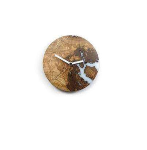 Horloge murale ronde moderne en résine époxy et bois, finition brillante, luxe, personnalisable, idéale pour offrir en cadeau, décoration intérieure, pour restaurant, hôtel - Product Image 3