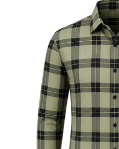 Chemise à carreaux noire décontractée et habillée pour homme, à manches longues, boutonnée, en flanelle de coton, pour le bureau, personnalisable - Product Image 3