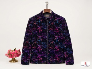 Elegant Velvet Printed Fabric Foil Finish Womens Apparel Dress Making Fashion Wear Home Decor Custom OEM - Product Image 2