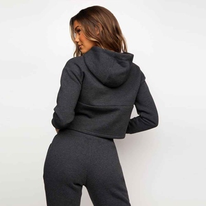 Conjunto Deportivo Personalizado para Mujer, Sudadera Corta Vintage y Pantalones Jogger, Traje Deportivo de Invierno Transpirable de Algodón y Felpa - Product Image 3