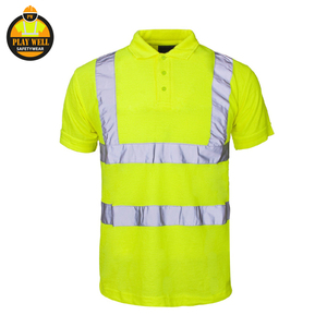 Camisetas Polo de Manga Corta de Alta Visibilidad Reflectantes, Camisetas de Trabajo Amarillas para Hombre, Camisetas Reflectantes para Trabajo de Construcción - Product Image 3