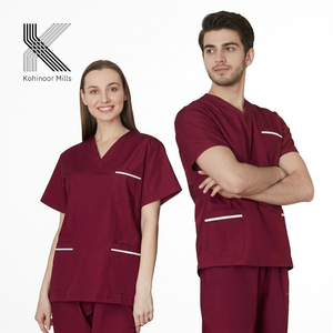 Meilleures ventes : Ensembles de blouses médicales à col en V en tissu polycoton 65/35, uniformes d'infirmières, tenues médicales d'hôpital, en stock, logo personnalisé - Product Image 1