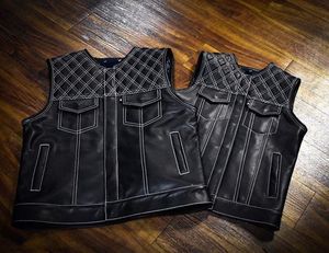 <b>Men</b> Genuine Leather Sleeveless <b>Biker</b> Vest Black Quilted Motorcycle Riding <b>Jacket</b> All Seasons Style Fashion Motorbike Garment - Product Image 1