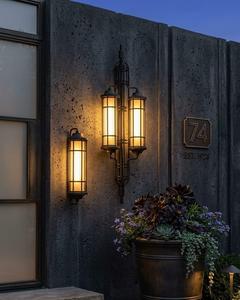 Modern Antique Outdoor Wall Sculpture Waterproof Porch <b>Sconce</b> Foliage Pattern Tempered Glass Garden Balcony <b>Light</b> - Product Image 4