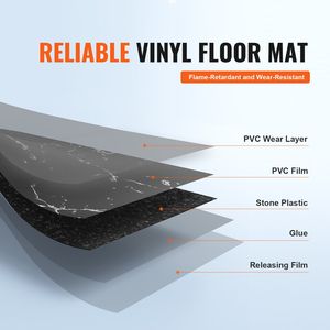 Carreaux de sol en vinyle auto-adhésifs à texture marbre noir de 1,5 mm d'épaisseur, 50 carreaux de 12 x 12 pouces, à peler et coller, pour le revêtement de sol de cuisine DIY - Product Image 3